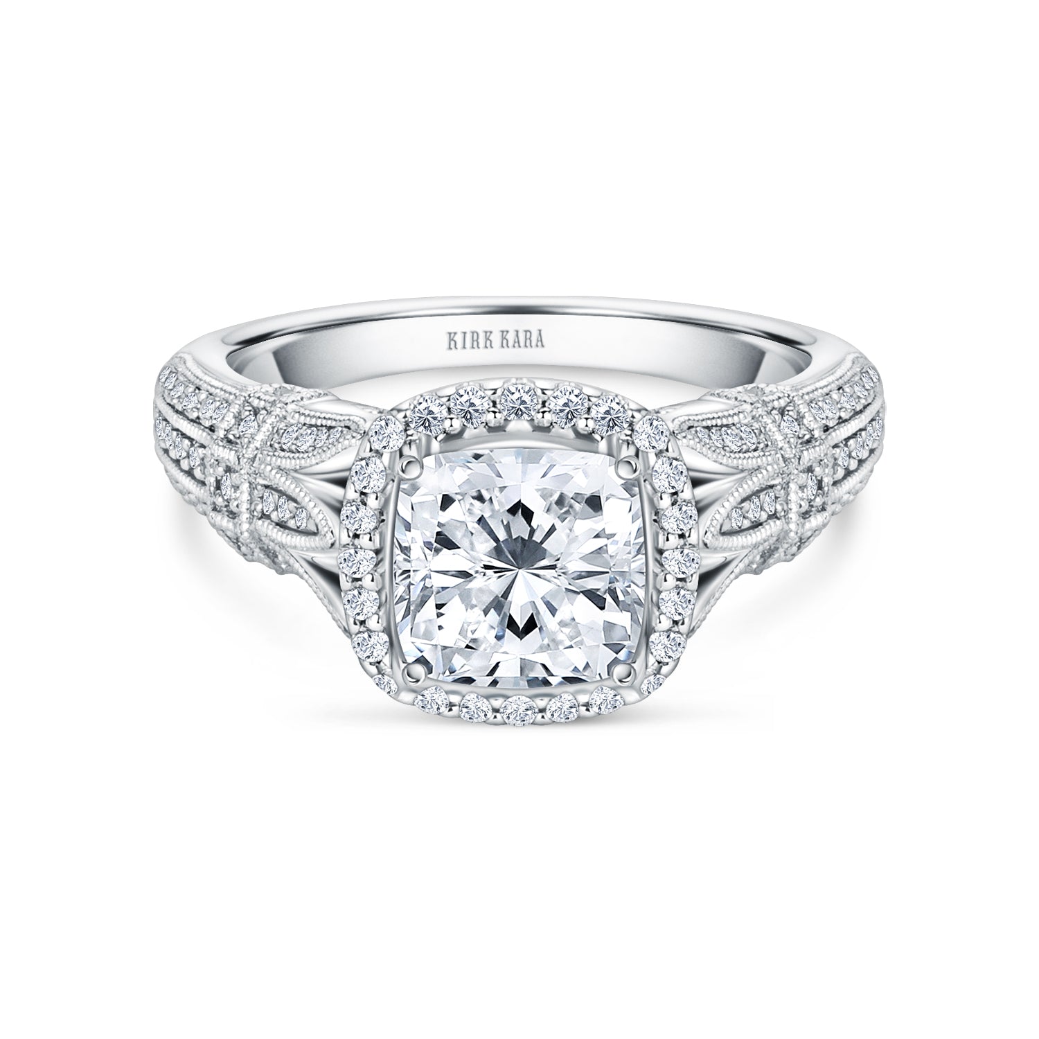18k Oval Cut Moissanite Vintage Halo Engagement Ring from Black Diamonds  New York